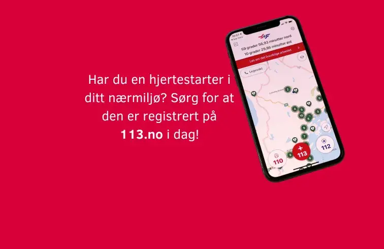 Kart med oversikt over registrerte hjertestartere