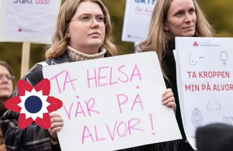 Kvinner med plakater om kvinnehelse