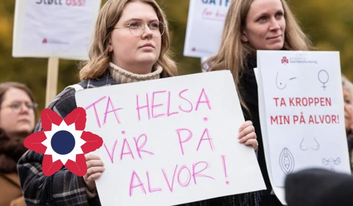 Kvinner med plakater om kvinnehelse