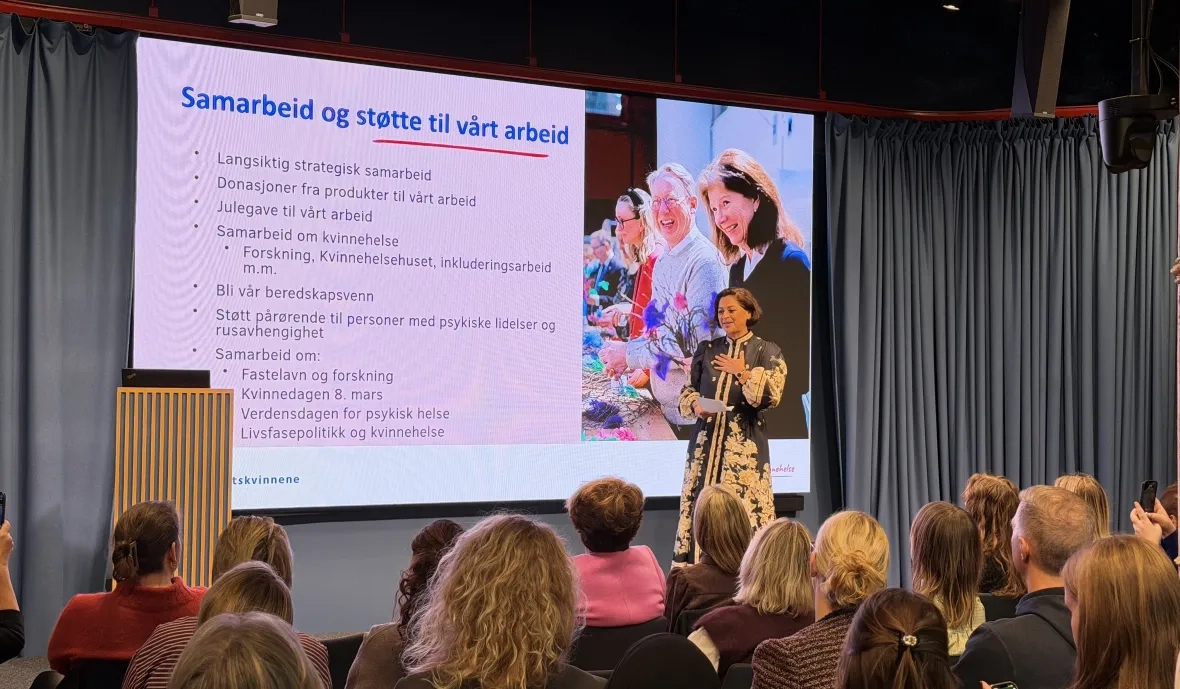 Anita Patel Jusnes fra Roche Norge på frokostmøtet for næringsliv til Sanitetskvinnene