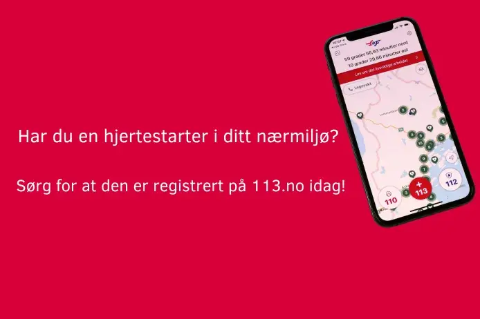 Kart med oversikt over registrerte hjertestartere