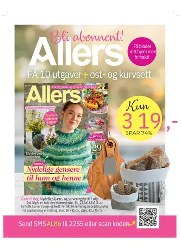 Annonse fra Allers i medlemsbladet til Sanitetskvinnene "Fredrikke"