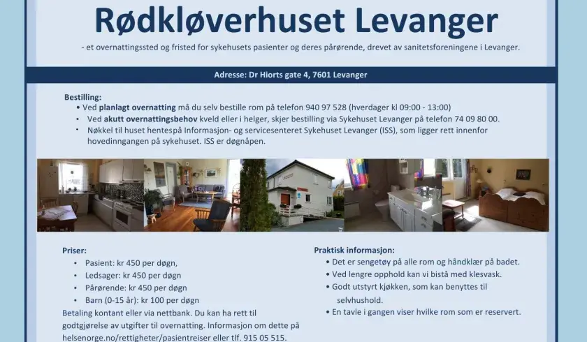 Oversikt over priser og regler for opphold på Røkløverhuset