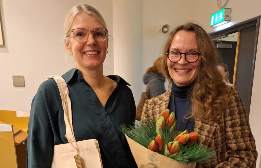 Lege Hanne Kjensli Hyldebrandt og forskningsansvarlig i Sanitetskvinnene Ida Heiaas